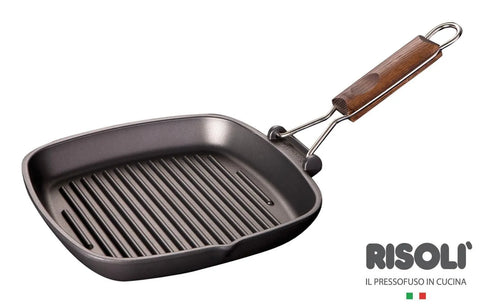 Risoli Saporella Square Grill Pan With Folding Wooden Handle (000090/20T00)