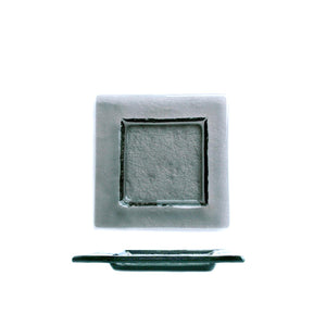 Turgla Fusion Glass Dinnerware 6" x 6" Square Charcoal Glass Plate, Set of 12 (02-031-15CHR)