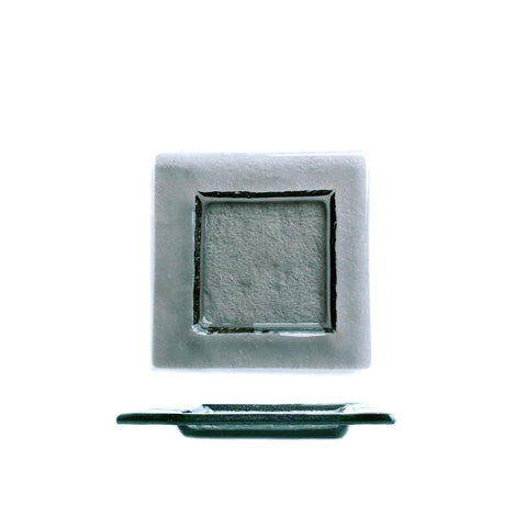 Turgla Fusion Glass Dinnerware 6" x 6" Square Charcoal Glass Plate, Set of 12 (02-031-15CHR)