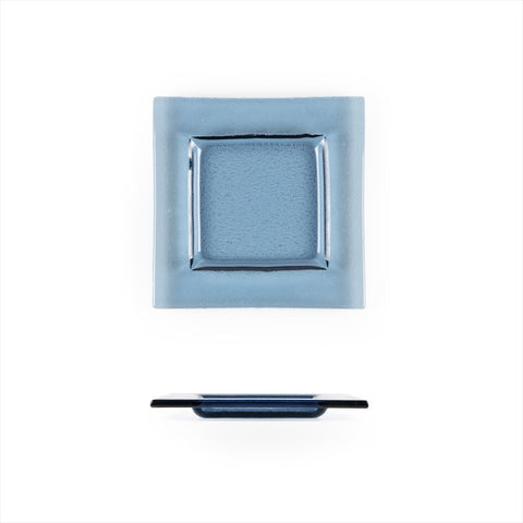 Turgla Fusion Glass Dinnerware 6" x 6" Square Transparent Blue Glass Plate, Set of 12 (02-031-15TBLU)