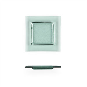 Turgla Fusion Glass Dinnerware 6" x 6" Square Transparent Green Glass Plate, Set of 12 (02-031-15TGRN)