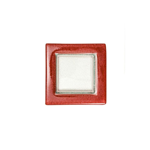 Turgla Fusion Glass Dinnerware 6" x 6" Square Pink Purple Glass Plate, Set of 12 (02-032-15PPLCLR)