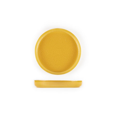 Turgla Fusion Glass Dinnerware dia.9.5" Round Turmeric Glass Plate, Set of 12 (04-385-24TRM)