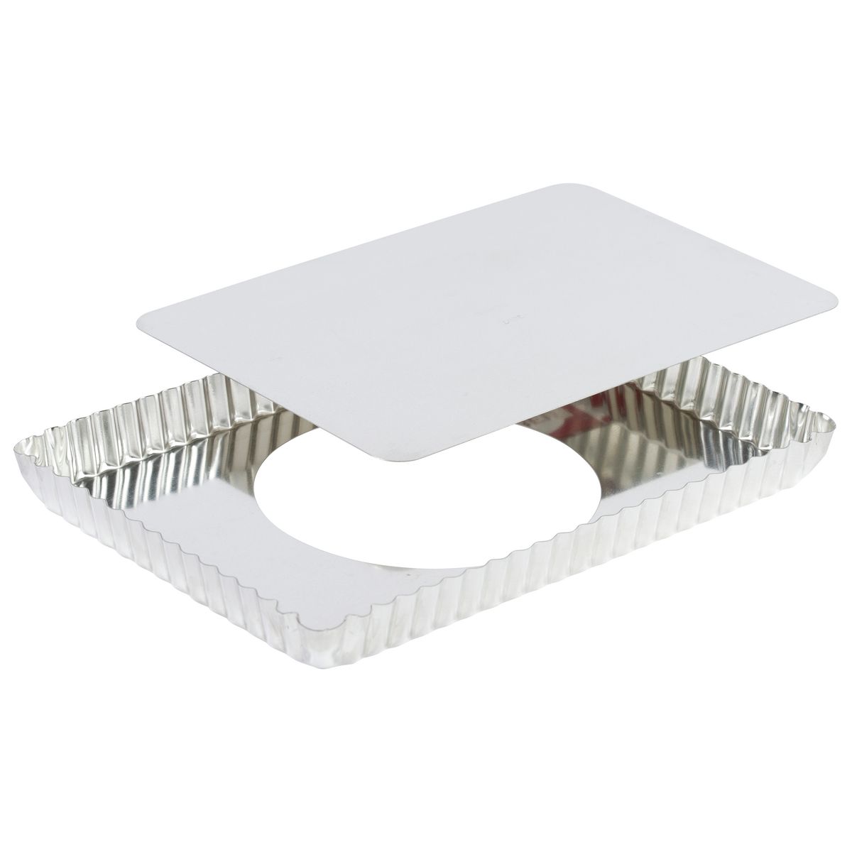 Louis Tellier Gobel Tin Rect Fluted Tart Mould Loose Bottom 11 3/8''X1''H (125810)