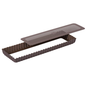Louis Tellier Gobel N-S Perf Oblong Fluted Tart Mould L. Bottom 13 3/4''X1''H(225412)
