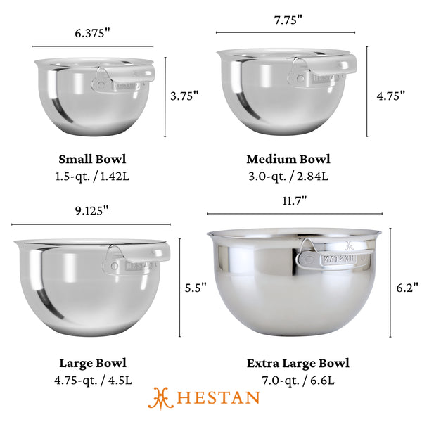 Hestan Provisions 4-Piece Stainless Steel Mixing Bowl Set (50279)
