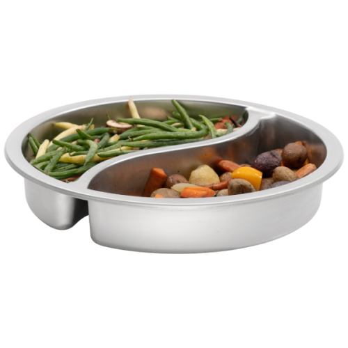 Browne Foodservice Ying Yang Round Divided Food Pan Stainless Steel 7qt/6.6l, 22.5x20"(575165)