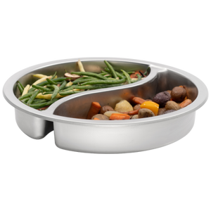 Browne Foodservice Ying Yang Round Divided Food Pan Stainless Steel 7qt/6.6l, 22.5x20"(575165)
