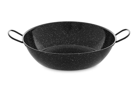 Comas Deep Enamelled Fry Pan With Handles 28 Cm Ø  Albufera 18/10 Stainless Steel Black(8978)