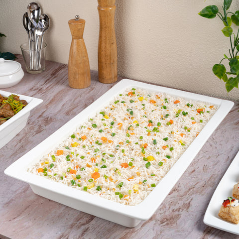 Ariane Gn 20 6/7'' x 13 1/5'' Buffet-Warm White Porcelain Pan 1/1 - 1/Case (AGNARN000100011)
