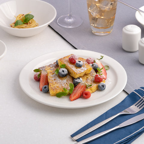 Ariane Prime 10 5/8" Prime-Warm White Porcelain Flat Plate Banquate Small Rim - 12/Case (APRARN000018027)