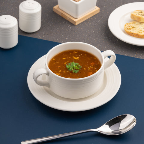Ariane Prime 10 1/7 Oz White Eclipse Porcelain Soup Bowl With 2 Handle - 8/Case (APRARN120027030)