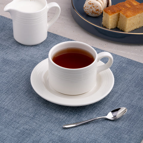 Ariane Prime 7 7/9 Oz White Eclipse Porcelain Stackable Tea Cup - 12/Case (APRARN120043023)