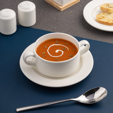 Ariane Prime 10 1/7 Oz White Orba Porcelain Soup Bowl With 2 Handle - 8/Case (APRARN121027030)