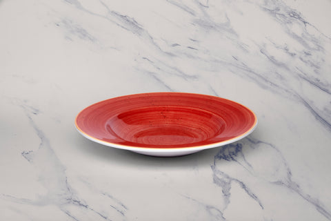 Ariane Prime 10 1/4" Twister Red Porcelain Deep Plate - 6/Case (APRARN204012026)