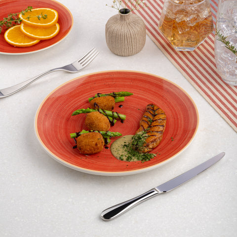 Ariane Vital Coupe 7" Twister Red Porcelain Coupe Round Rimless Plate - 12/Case (AVCARN204011018)