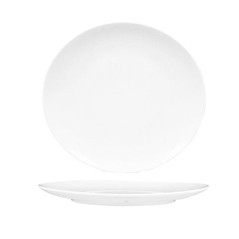 Turgla Porcelain Elips 10.25" x 9.5" Oval White Porcelain Plate (Set of 12) (ELS26DU00)