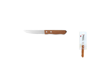 Comas Ash Wood Handle 0.9mm Laser Blade Steak Knife 2 Blister Basic Knives Stainless Steel Silver/brown (F02012a)