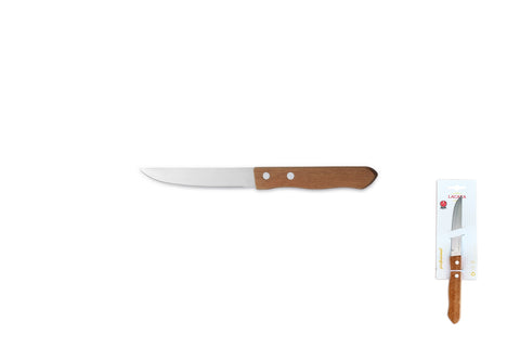 Comas Ash Wood Handle 0.9mm Sharp Blade Steak Knife 2 Blister Basic Knives Stainless Steel Silver/brown (F02013a)