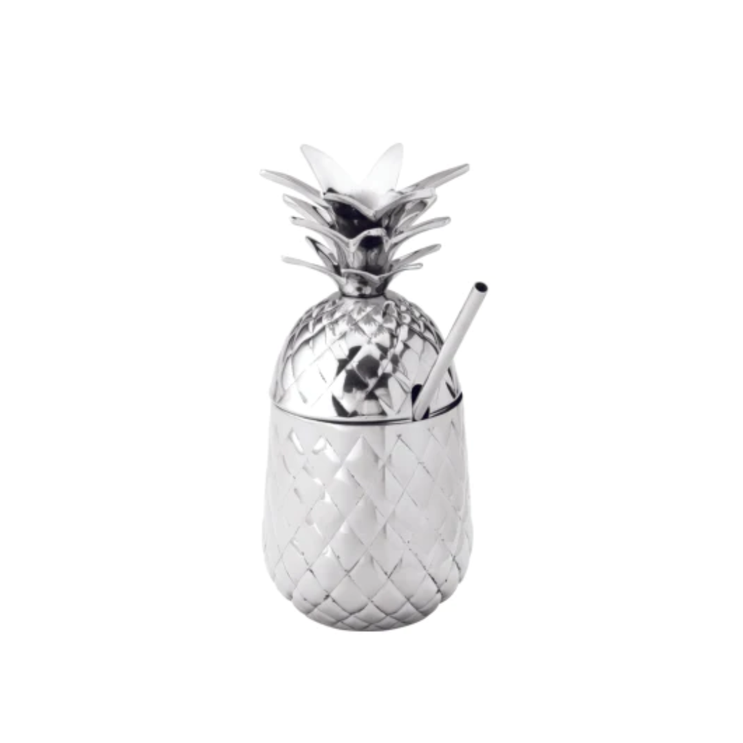 Hospitality Brands Pineapple 20 oz. & Straw - Silver (HB92062-001)