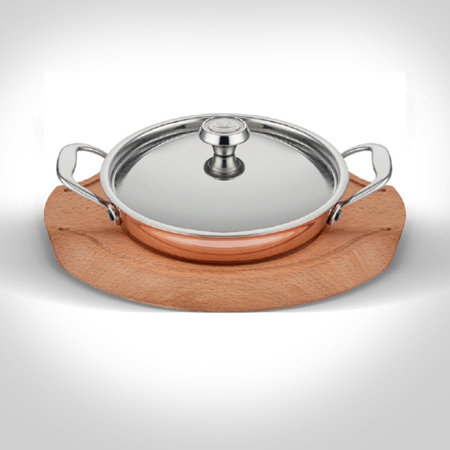 ABM Elite Multi Metal Copper Round Dish 14cm + Lid + Trivet(A 102YS 14KA) - iFoodservice Online