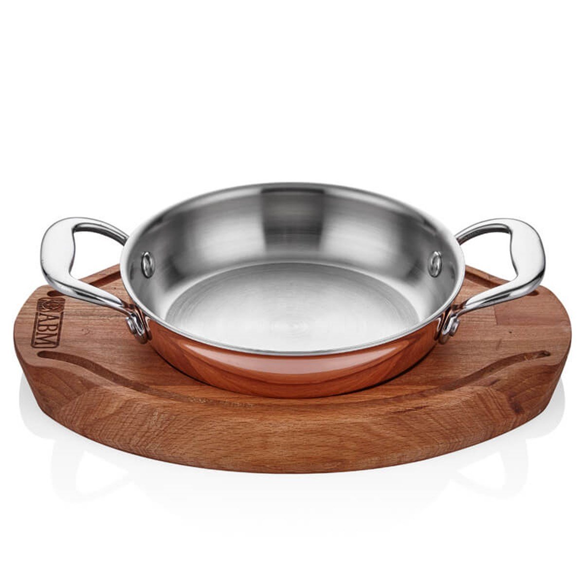 ABM Elite Multi Metal Copper Round Dish 20cm + Trivet (A 102YS 20A) - iFoodservice Online
