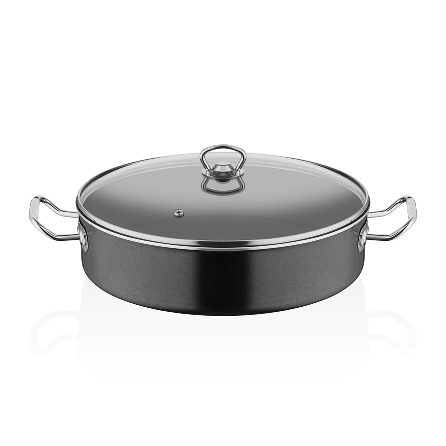 ABM Mega Granite Round Shallow Casserole 40cm (A 135G 40) - iFoodservice Online