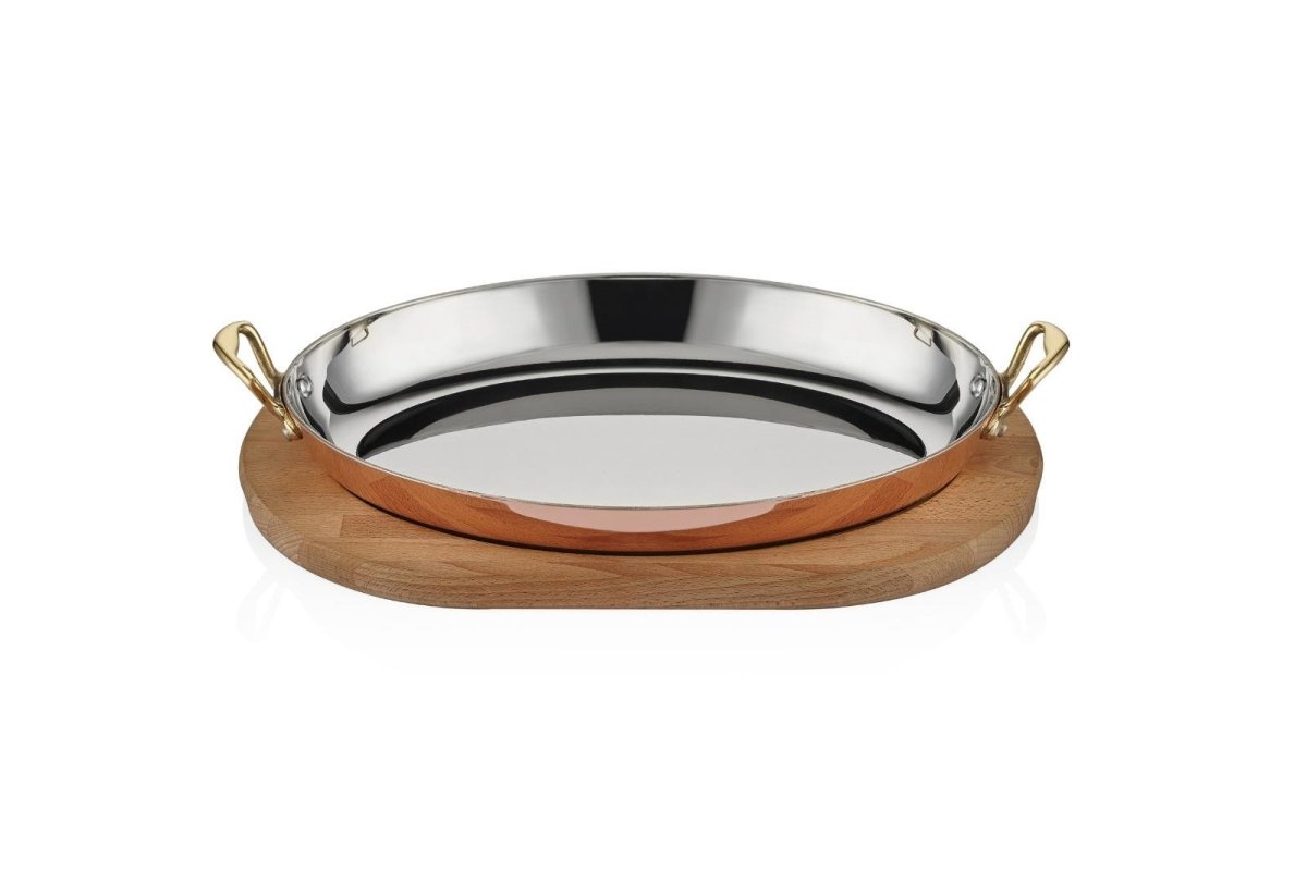 ABM Multi Metal Copper Oval Dish 35X23X5cm(A 101OV 35A) - iFoodservice Online