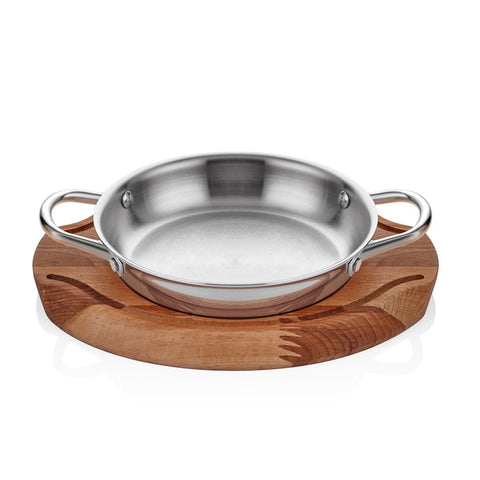 ABM Multi Metal Steel Round Dish 18cm + Trivet (A 104YS 18A) - iFoodservice Online
