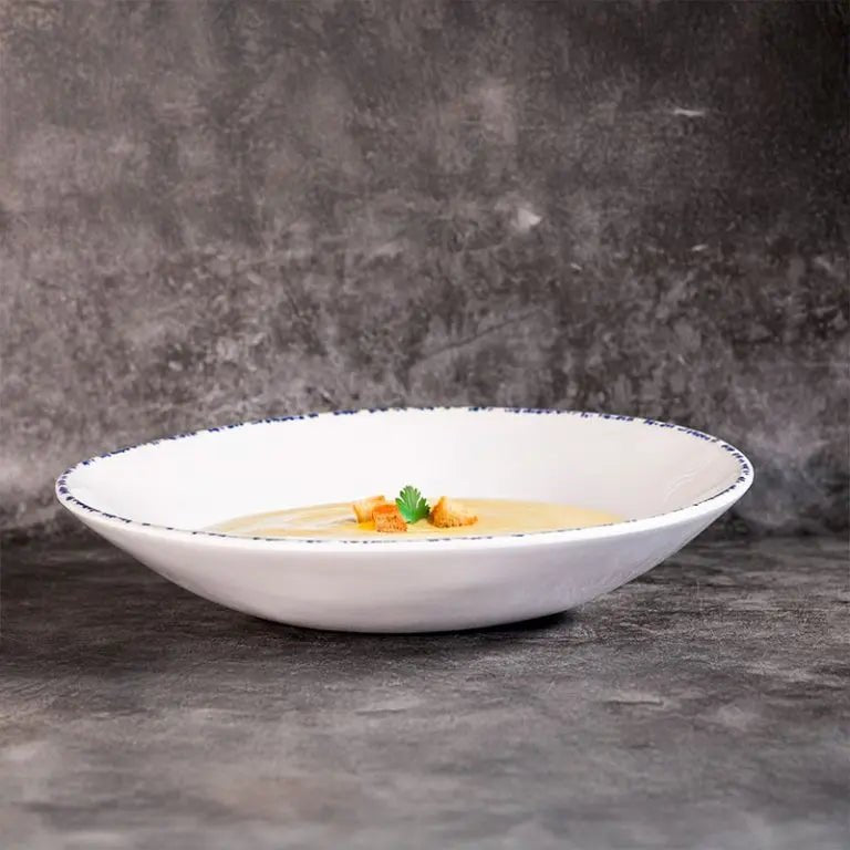 Adrier Cobalt White With Blue Border Deep plate - 25 cm Ø x 5 cm high (MODP25 - BLU) - iFoodservice Online