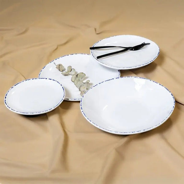 .Adrier Cobalt White With Blue Border Round plate - 26.4 cm Ø x 2 cm height (MORP26 - BLU) - iFoodservice Online