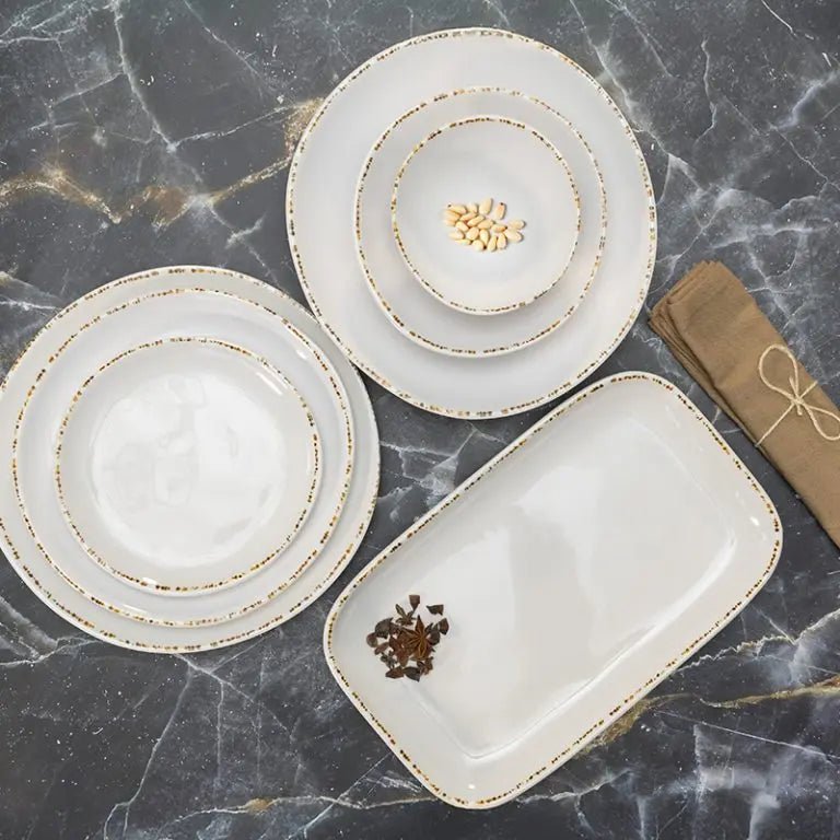 Adrier Dune White with brown border Deep plate - 25 cm Ø x 5 cm height (MODP25 - BEI) - iFoodservice Online