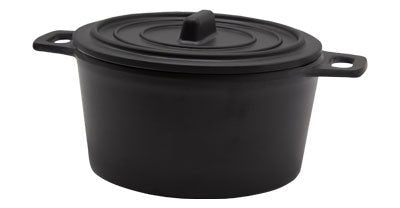 Adrier Matte Black Large Round casserole - 15 Cm Ø X 8.5 Cm High With 19 Cm Handle (RCQ1510 - MBK) - iFoodservice Online