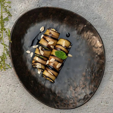 Adrier Orion Black Oval plate - 26.8 x 22.8 cm x 3 cm height (OP2622 - ORI) - iFoodservice Online