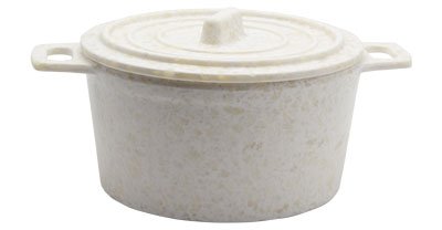 Adrier White Marble Large Round casserole - 15 Cm Ø X 8.5 Cm High With 19 Cm Handle (RCQ1510 - MWH) - iFoodservice Online