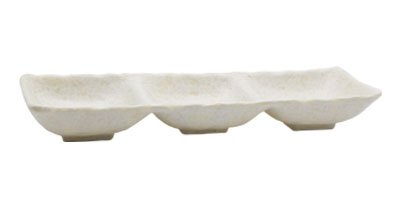 Adrier White Marble Rectangular Bowl 3 Compartments - 26 X 8.5 X 3.5 Cm (SRCTB26085 - MWH) - iFoodservice Online