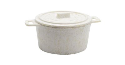 Adrier White Marble Small Round casserole - 10 Cm Ø X 06 Cm High With 12 Cm Handle (RCQ106 - MWH) - iFoodservice Online