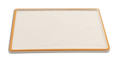 Adrier White With Orange Edge Large Rectangular Platter - 31 X 23 X 1.5 Cm (TTRP3123 - WO) - iFoodservice Online