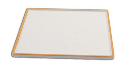 Adrier White With Orange Edge Large Square Platter - 26 X 26 X 1.5 Cm (TTSQP26 - WO) - iFoodservice Online