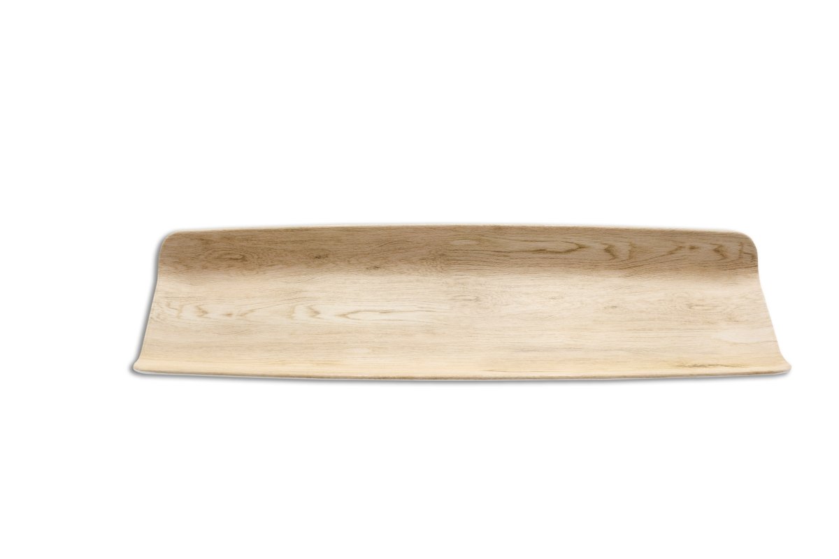 Adrier Wood/White Large Rectangular Tray With Curved Edges GN 1/2 - 53 X 16 X 4 Cm (TTWT5316 - WW) - iFoodservice Online