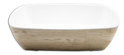 Adrier Wood/White Rectangular Salad Bowl GN 1/2 - 32 X 26 X 8.3 Cm (TTRB3226 - WW) - iFoodservice Online