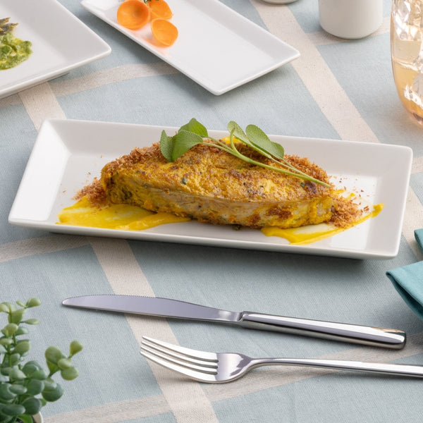 Ariane 11 2/9" x 5 1/2" White Panorama Porcelain Rectangle Plate - 6/Case (ARRARN000011029) - iFoodservice Online