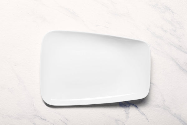 Ariane 11 3/7" x 6 1/9" Vital Rectangle - Warm White Porcelain Rectangle Plate - 6/Case (AVRARN000011029) - iFoodservice Online