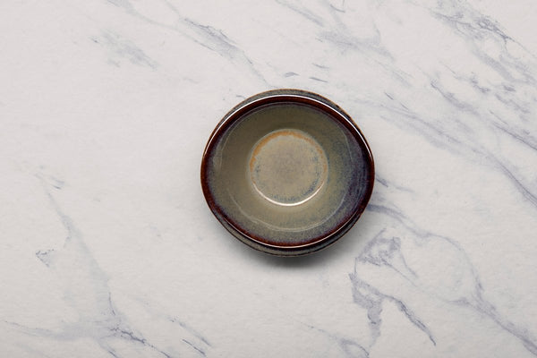 Ariane 3 1/3" x 3 1/4" x 1 3/8” Splash Beige Porcelain Curved Bowl - 18/Case (AMNARN257101009) - iFoodservice Online