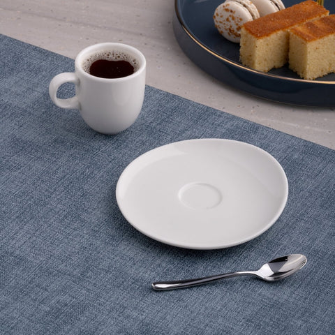 Ariane 5 1/8" Vital Coupe - Warm White Porcelain Coupe Elevated Espresso Saucer - 12/Case (AVCARN000014013) - iFoodservice Online