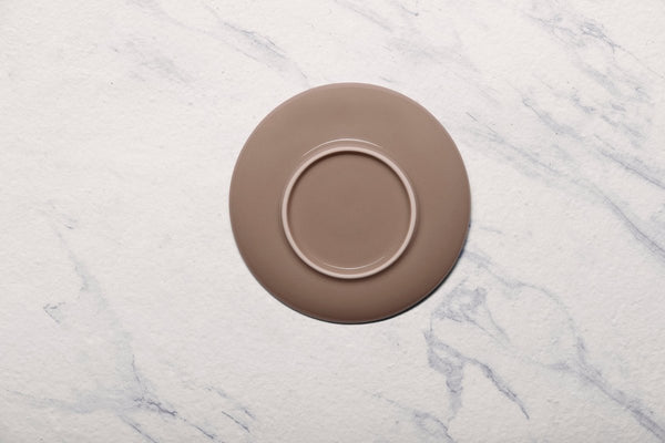 Ariane 6 2/7" Splash Beige Porcelain Coupe Elevated Tea/Coffee Saucer - 12/Case (AVCARN257014016) - iFoodservice Online