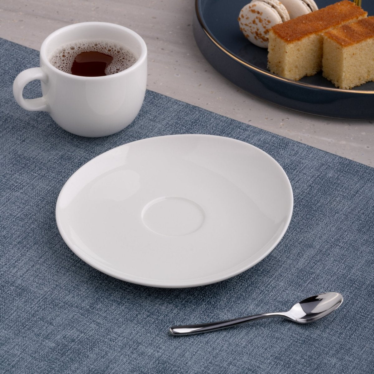 Ariane 6 2/7" Vital Coupe - Warm White Porcelain Coupe Elevated Tea/Coffee Saucer - 12/Case (AVCARN000014016) - iFoodservice Online