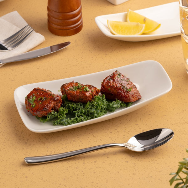 Ariane 6" x 3 1/3" Vital Rectangle - Warm White Porcelain Plate - 12/Case (AVRARN000011015) - iFoodservice Online