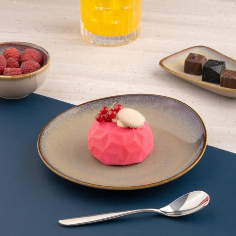 Ariane 7" Splash Beige Porcelain Coupe Elevated Plate - 12/Case (AVCARN257111018) - iFoodservice Online