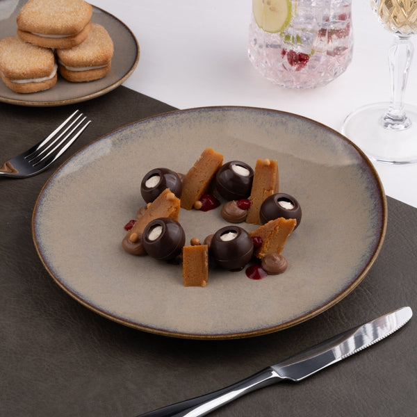 Ariane 8 1/4" Splash Beige Porcelain Coupe Elevated Plate - 12/Case (AVCARN257111021) - iFoodservice Online